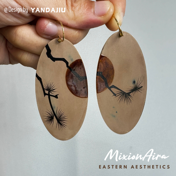 Pine and Moonlight: Copper Lacquer Earrings